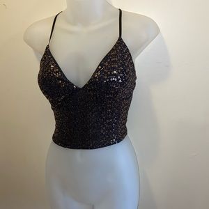Forever21 black & gold croptank